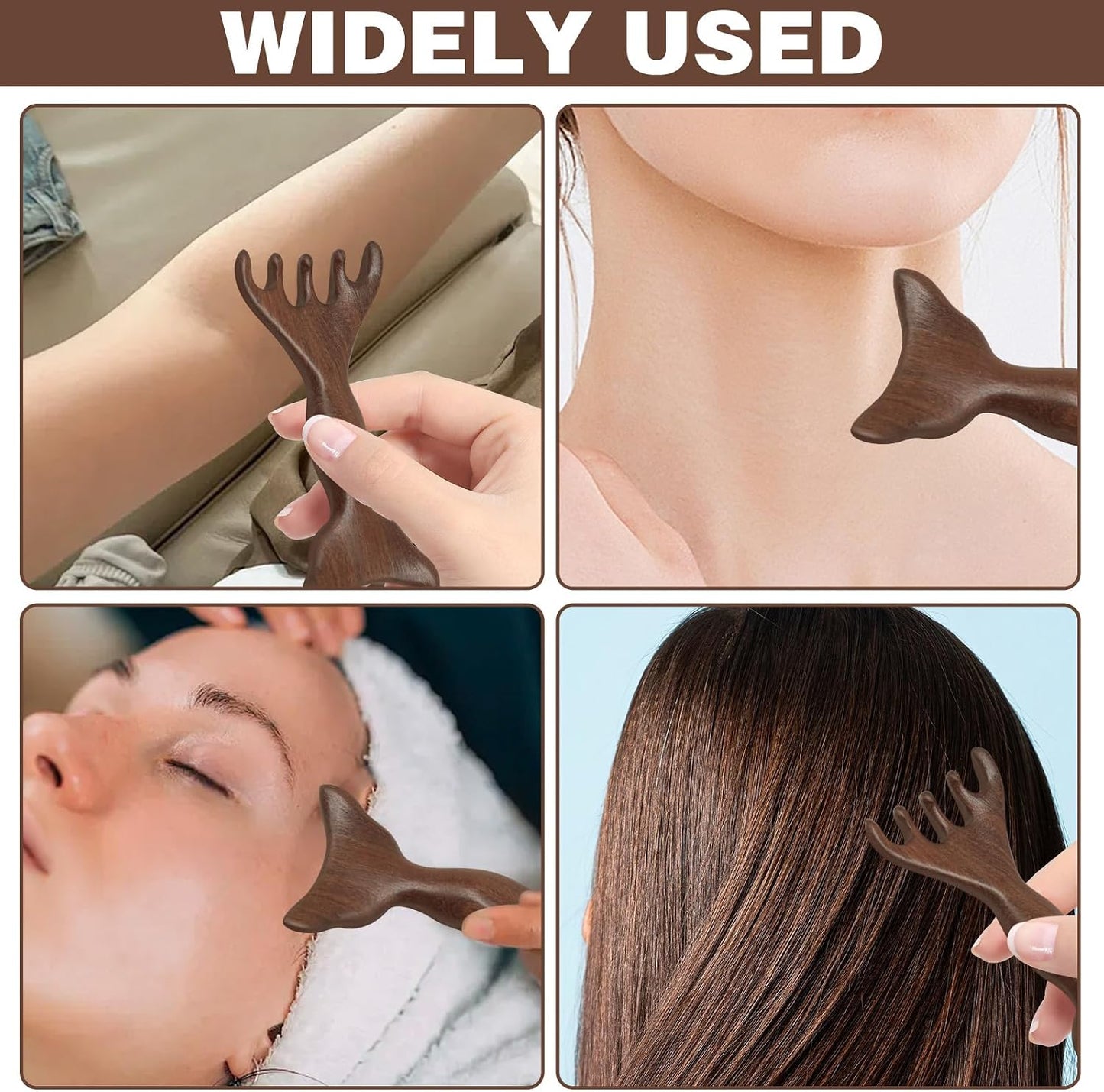 Double-Headed Five-Finger Massage Comb, Wooden Massage Comb Five Touch Therapy Tool for Men Women Moderate Size and Easy to Carry, Can Be Used on Eyes Face & Neck
