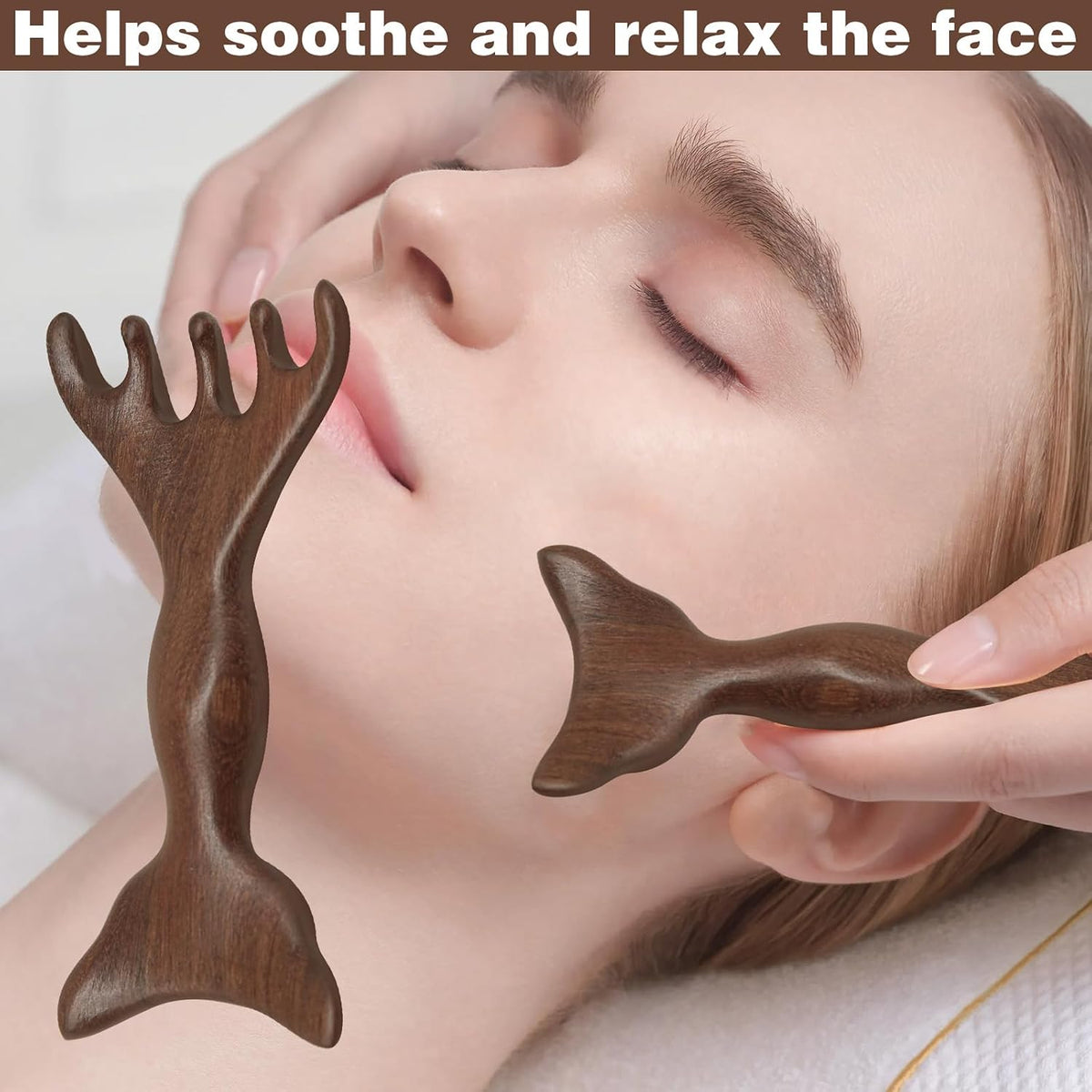 Double-Headed Five-Finger Massage Comb, Wooden Massage Comb Five Touch Therapy Tool for Men Women Moderate Size and Easy to Carry, Can Be Used on Eyes Face & Neck