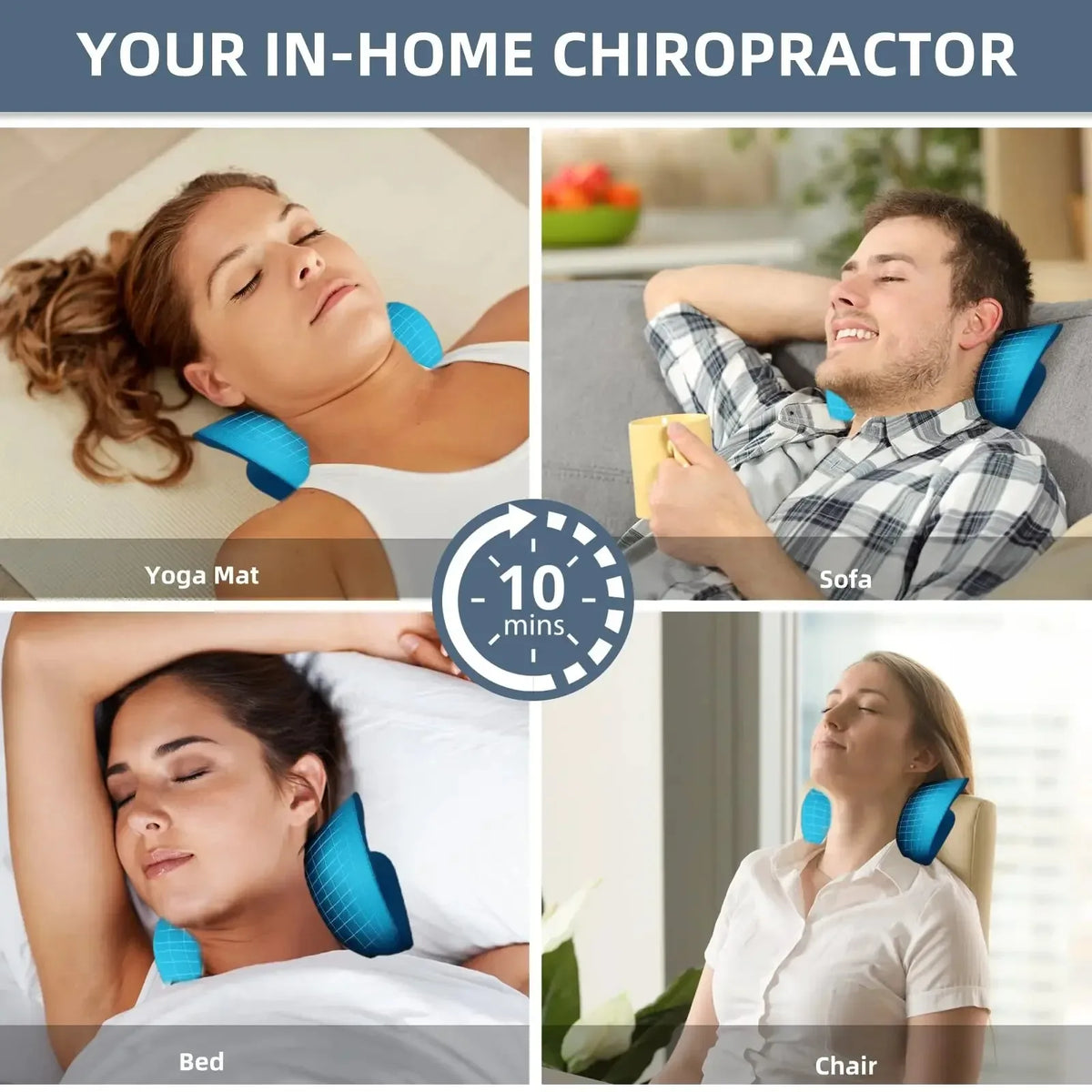 Neck and Shoulder Relaxer Cervical Traction Device for Muscle Tension Relief Chiropractic Pillow Repair Neck Relaxatio