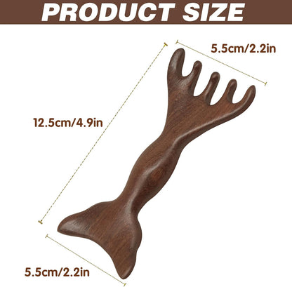 Double-Headed Five-Finger Massage Comb, Wooden Massage Comb Five Touch Therapy Tool for Men Women Moderate Size and Easy to Carry, Can Be Used on Eyes Face & Neck